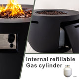 50,000 BTU Round Dark Gray Propane Fire Pit Table with Lid, Outdoor Gas Fire Table with Hidden Tank, Lava Rocks & Cover Included