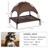 Raised Dog Bed Waterproof Elevated Pet Cot Breathable Mesh UV Protection Canopy Brown