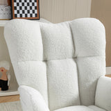 Teddy Fabric Rocking Chair with Pull Out Footrest - Tufted Upholstered Armchair, White