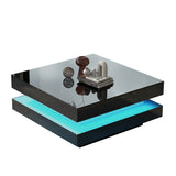 Black High Gloss Coffee Table with 360¡ã Rotating Top & LED