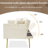 Modern 2-Seater Sofa Bed with 3-Stage Adjustable Backrest, Velvet