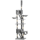 Floor to Ceiling Cat Tree for Indoor Cats, Adjustable Height - Light Grey