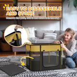 Foldable Dog Pen, Portable Pet Playpen with Ground Stakes - Yellow