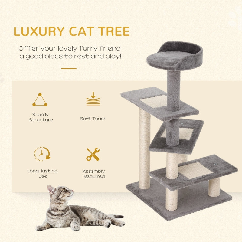 Cat Tree 100 cm Indoor Cats Scratching Post Climbing Tower Grey