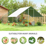 Chicken Walk-in Run, Galvanised Coop Hen Poultry Cage Rabbit Hutch Pet Playpen, Water-Resist Cover