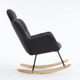 Soft Teddy Fabric Rocking Chair with Padded Seat and Headrest, Dark Grey