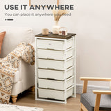 Bedroom Chest of Drawers, 6-Drawer Dresser Tall Storage, White