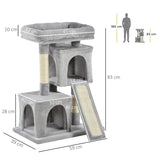 Cat Tree 83cm Scratching Post Kitten Tower Grey