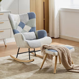 Teddy Rocking Chair with Solid Wood Legs - High Back Recliner Chair for Living Room or Bedroom