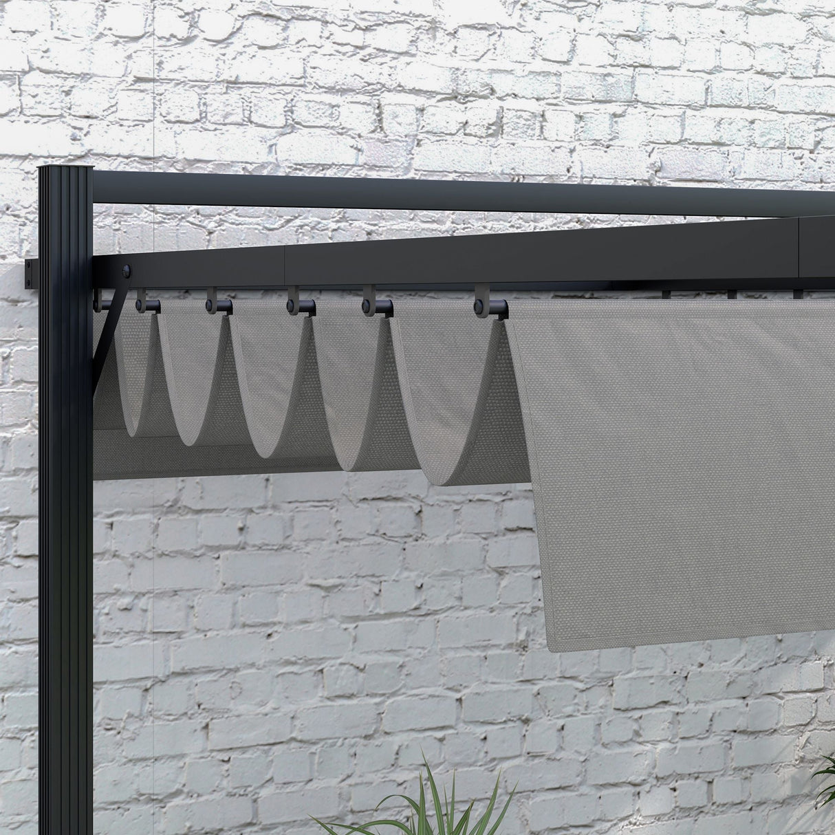 3 x 4m Retractable Pergola Garden Gazebo, Dark Grey Aluminium Frame