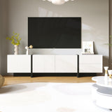 Modern Black and White TV Unit – 190cm TV Stand with 3 Doors and 2 Drawers