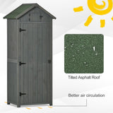 Wooden Garden Shed, Utility Outdoor Small Shed with Lockable Double Doors, Grey