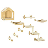 Cat Shelves Set 8 Piece with Cat House and Scratching Posts