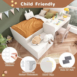 3ft Kids Single Bed with Desk & Drawers – White Wooden Storage Bed for Teens & Adults