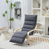 Curved Wooden Accent Chair with Adjustable Footrest, Dark Grey
