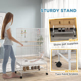 Bird Cage with Stand, Toys, Accessories for Canaries, Finches, White