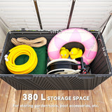 380L Outdoor Storage Box, Waterproof with Lockable Lid - Black