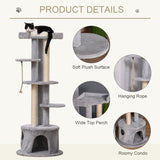 Cat Tree Multi-level Activity Centre with Scratching Post Condo Plush Perches, Grey