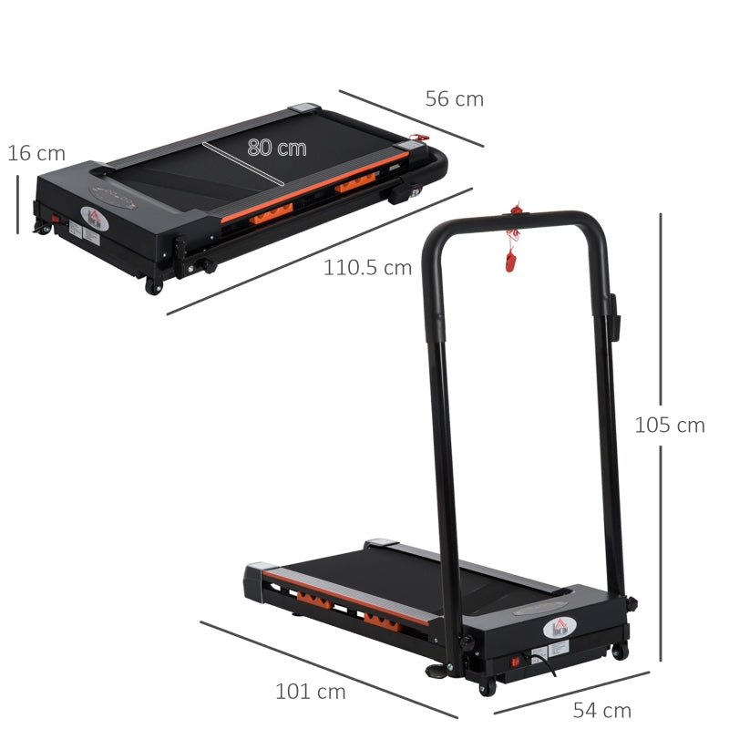 Steel Folding Motorized Home Treadmill, LCD Monitor, Black