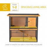 Guinea Pig Hutch Rabbit Hutch Elevated Pet House Bunny Cage with No-Leak Tray Ramp Openable Roof Outdoor Wood-metal Light Yellow