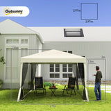 Pop Up Gazebo with 4 Mesh Sides, Carry Bag, Adjustable Height - 3x3m