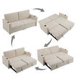 King Size Pull Out Sofa Bed - Convertible Fabric Sofa with Cup Holders and Side Pockets