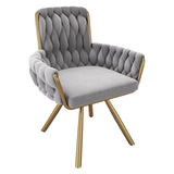 Set of 4 Velvet Swivel Dining Chairs - Luxury Armchairs with Metal Legs, Grey