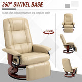Faux Leather Armchair, 145?? Reclining Back and Footrest - Cream