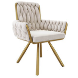 Velvet Swivel Dining Chair - Luxury Armchair, Beige