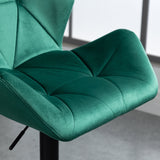 Bar Stools Set Of 2, Adjustable Height with Metal Frame Footrest, Velvet-Touch Green
