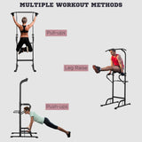 Power Tower Dip Station Pull Up Bar, Adjustable Height Home Gym, Multi-Function