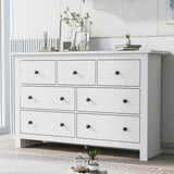 White Sideboard with 7 Drawers - Storage Cabinet for Living Room & Kitchen