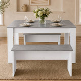 3 Piece Dining Table Set with Benches - Rectangular Kitchen Dining Set