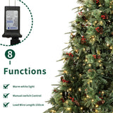 Realistic Green Artificial Christmas Tree with Pine Cones & Red Berries - Pre-Lit Warm White LED PVC Xmas Tree, Easy Setup, 5ft/6ft/7ft