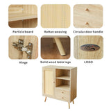 Solid Wood Storage Cupboard with 1 Door & 2 Drawers - Freestanding Cabinet