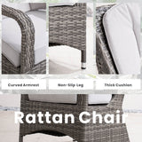 4 Seater Outdoor Rattan Dining Set - Round Garden Table with Tempered Glass Top & Parasol Hole