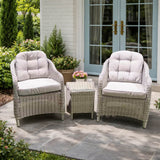 Outdoor Rattan Bistro Set - 2-Seater Sofa with Coffee Table, Grey