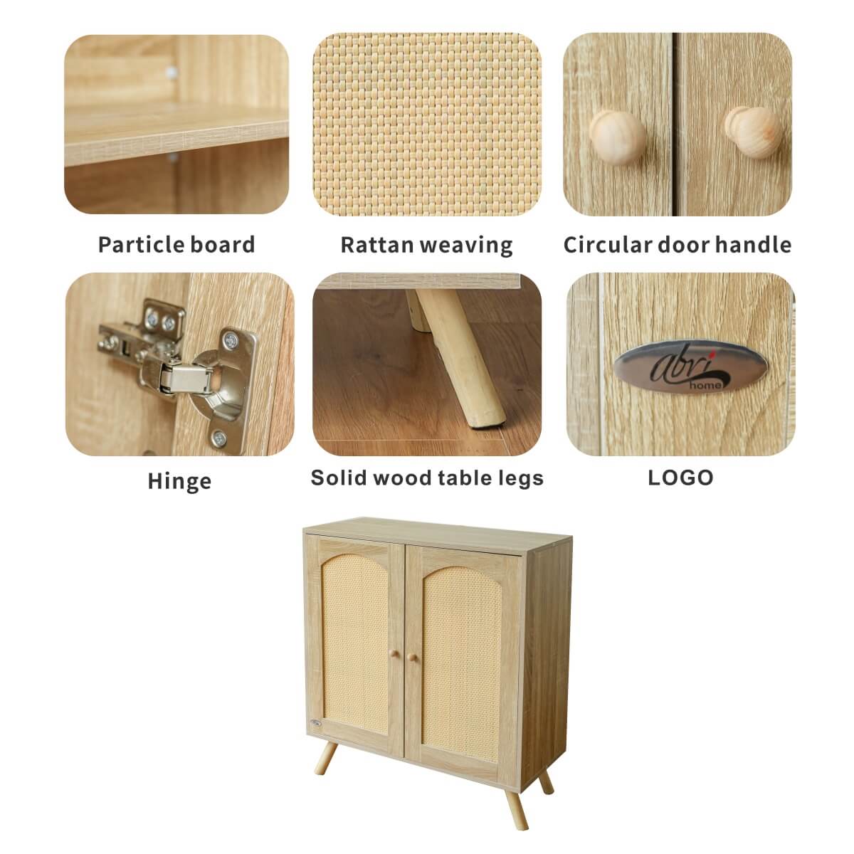 Solid Wood Storage Cabinet - Freestanding Storage Cupboard