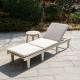 Wooden Garden Sun Lounger Set - Adjustable Backrest with Side Table