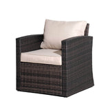 4 Seater Outdoor Rattan Sofa Set – Garden Lounge with Rectangular Coffee Table Featuring Built In Storage