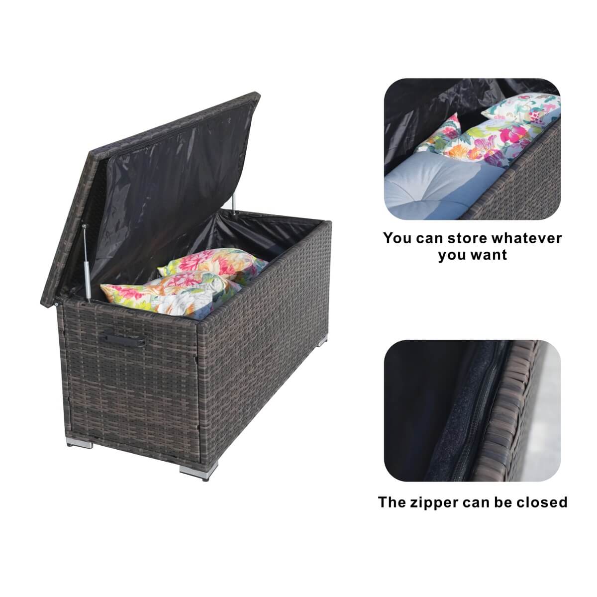 Small Outdoor Rattan Storage Box - Weather-Resistant Garden Storage Chest, Brown