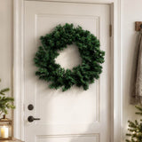 Pre-Lit Artificial Christmas Wreath - Realistic PVC Foliage Wreath with Warm White LED Lights for Door & Home Decoration