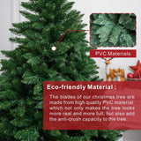 Realistic Full Green Artificial Christmas Tree - Lush PVC Xmas Tree for Indoor Home & Festive Decoration, 5ft/6ft/7ft