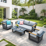 TALARA 5-Seater Aluminium Outdoor Sofa Set - 3 Pieces