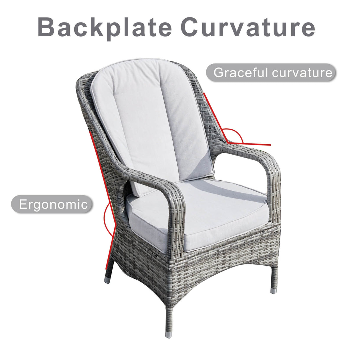 Set of 2 Rattan Garden Dining Chairs - Aluminium Frame, Outdoor Armchairs