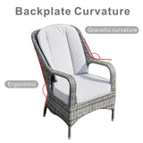 Set of 2 Rattan Garden Dining Chairs - Aluminium Frame, Outdoor Armchairs