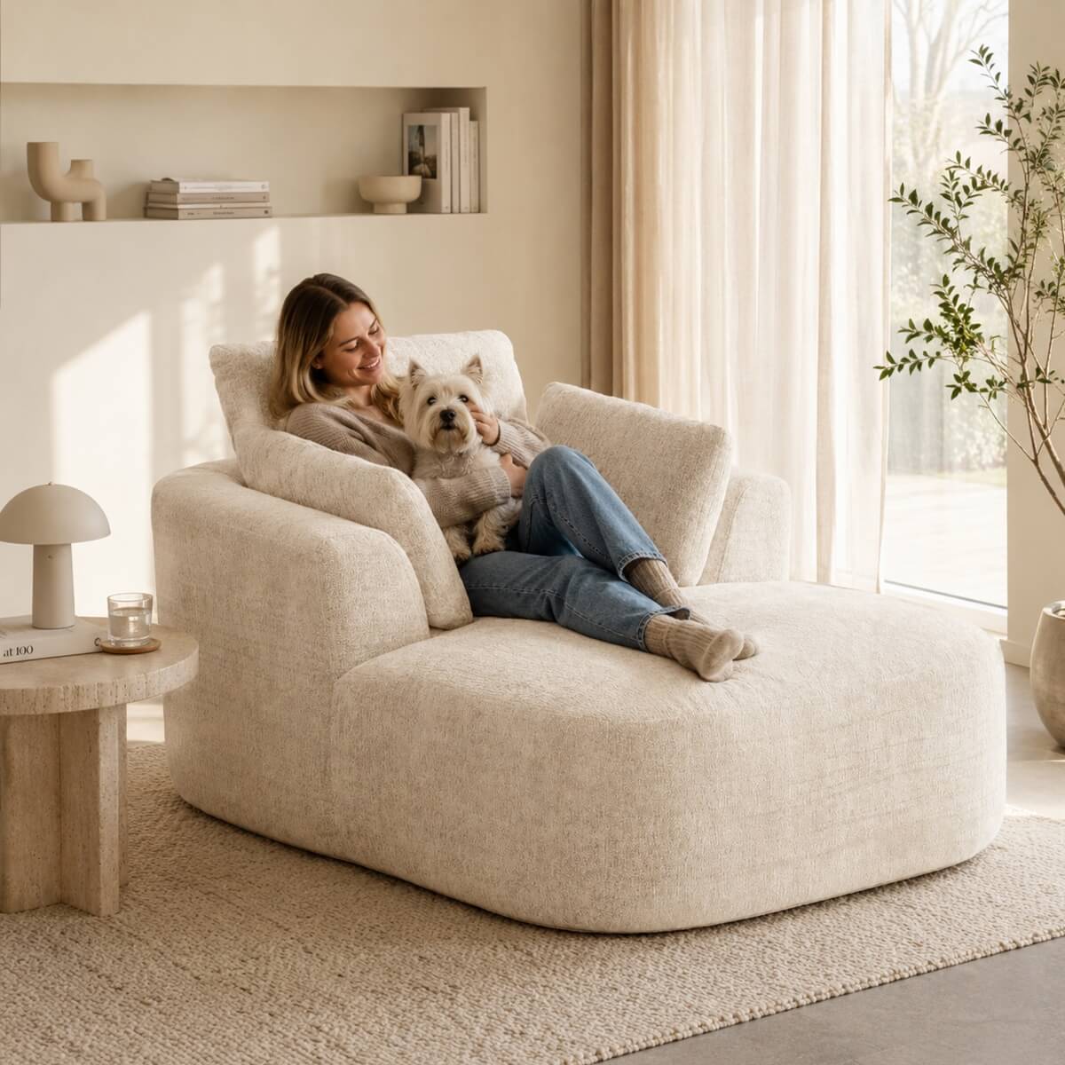 SOFTY Compressed Indoor Lounge Sofa Chair - Beige