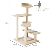 Cat Tree 100 cm Indoor Kitten Scratching Post Climbing Tower Beige