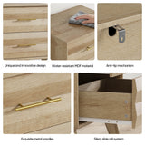 Single Bedside Table with 2 Drawers - Modern Bedroom Storage Cabinet with Metal Handles, Oak Effect