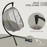 Hanging Egg Chair, Folding Swing Hammock with Side Pocket & Stand, Khaki